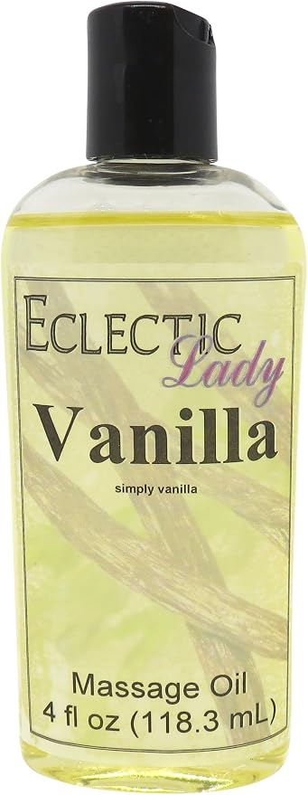 Vanilla Massage Oil, 4 oz, With Sweet Almond Oil and Jojoba Oil