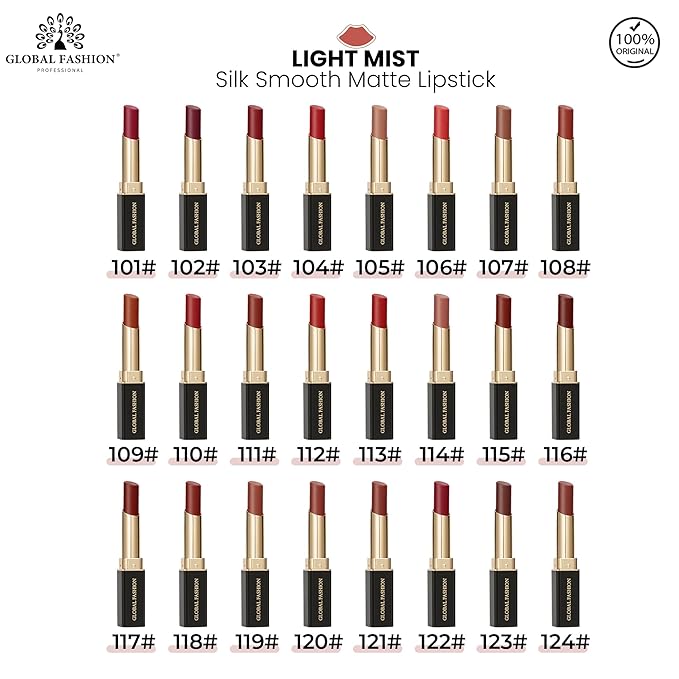 Global Fashion Silk Smooth Matte Lipstick – Long-Lasting, Luxurious Color, Rich Hydration, Lightweight Formula, Lightweight Matte Lip Color for Women, Available in Multiple Shades (107, 0.12 oz)