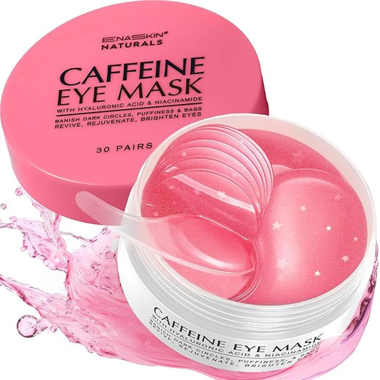 Under Eye Patches for Puffiness and Dark Circles: Caffeine Gel Masks for Undereye Wrinkles Bags - Instant Moisturizing Brightening Skincare Pads - Gift for Women Mom Wife - 30 Pairs (Rose)