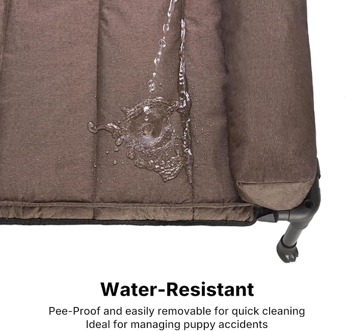 Veehoo Outdoor Elevated Dog Bed with Waterproof Bolster Cushion, Cooling | Raised Dog Bed with Removable & Washable Mat Topper, Breathable Mesh, Dog Couch Cot for Indoor Outdoor, 53", Large, Brown