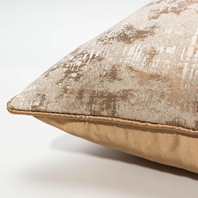 vctops Gold Decorative Luxurious Throw Pillow Covers Jacquard Square Cushion Cases Pillowcase for Bed Sofa Couch Chair Car Home Decor (Gold D,18"x18")