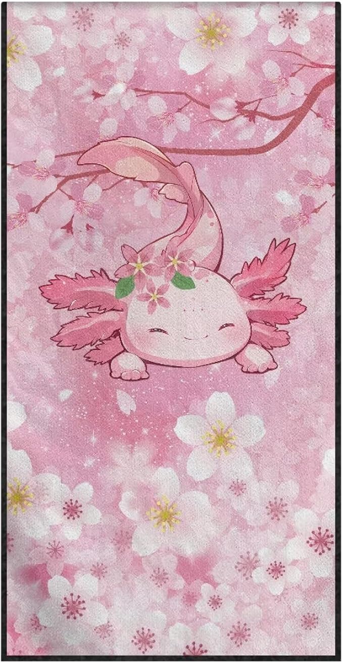 INSTANTARTS Cherry Blossom Axolotl Car Seat Cover Protector Sweat Towel Multi-Functional Car Towel