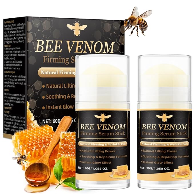 Bee Venom Firming Serum Stick, 2Pcs Bee Venom Cream, Multi Purpose Anti Wrinkle Face Cream for Deep Wrinkle Repair, Firming, Hydrating and Lifting, Suitable For All Skin Types