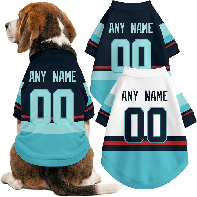 Seattle Dog Clothes Personalized Pet T Shirt for Dogs Gift | Custom Name Number Jersey Style Pet Shirt for Dog