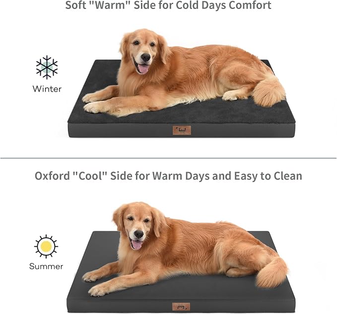 Outdoor Waterproof Orthopedic Dog Bed for Large Dogs | Egg Crate Foam for Joint Support, TPU Waterproof Layer, Machine Washable 1680D Oxford Cover, 36 x 27 Inch, Up to 65 lbs