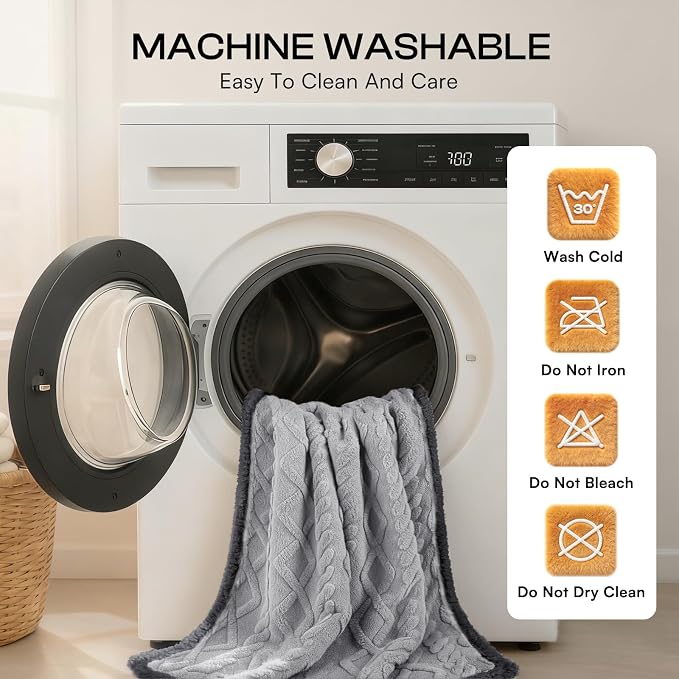 Luciphia Waterproof Dog Blanket, Reversible Sherpa Fleece for Couch Cover | Reversible waterproof pet blanket soft fleece machine washable protect couch bed, Light Grey 57" x 40"