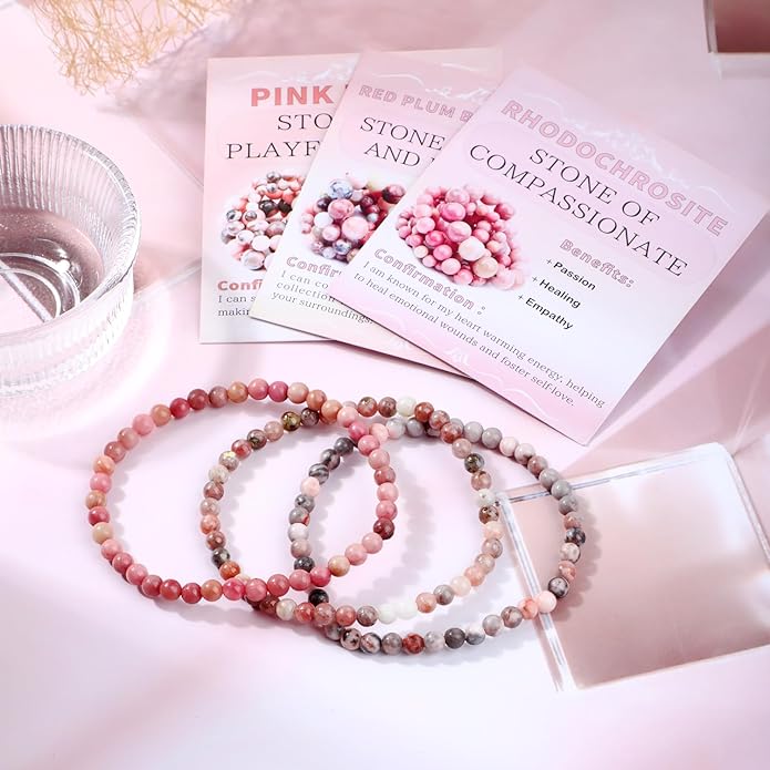 NCB 2.3-Piece 4mm Natural Crystal Gemstone Stretch Bracelets – Handmade Reiki Energy Healing Jewelry for Meditation,Yoga, Unisex