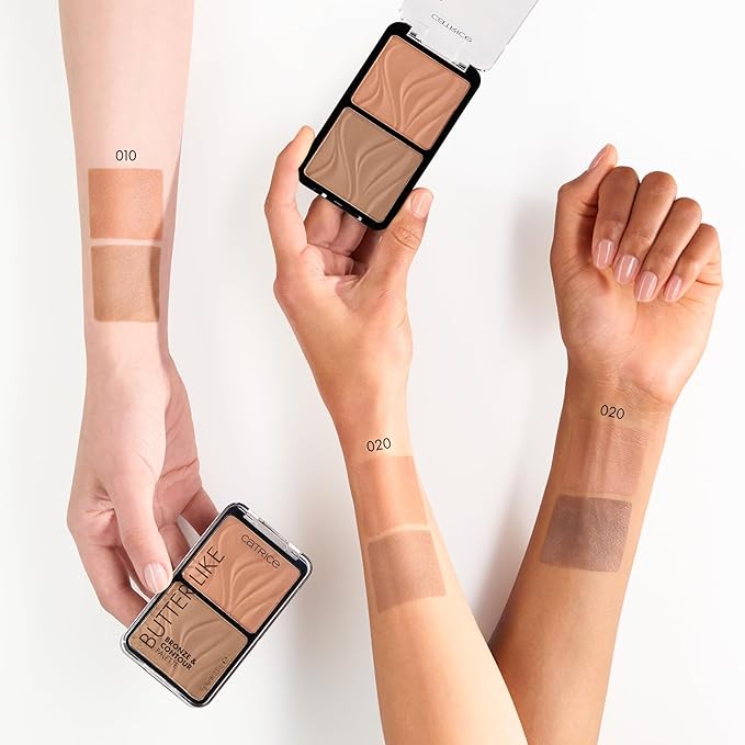 Catrice Butter Like Bronze & Contour Palette | 2-in-1 Ultra-Blendable Bronzer & Contour Duo | Buttery Powder Texture | Vegan & Cruelty Free (010 | Born To Shape)