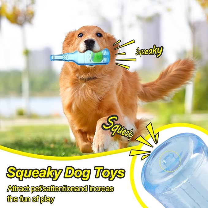 Water Bottle Dog Toy for Aggressive Chewers, Cute Squeaky Indestructible Water Bottle Dogs Chew Toys for Medium/Small Dogs Interactive Dog Toys to Exercise and Accompany (Blue)