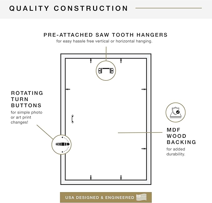 MCS Studio Gallery 19.75x27.5 Poster Frame Black Woodgrain Engineered Wood, Vertical & Horizontal Wall Hanging Large Picture Frame for Photos, Posters & Art Prints (1-Pack)