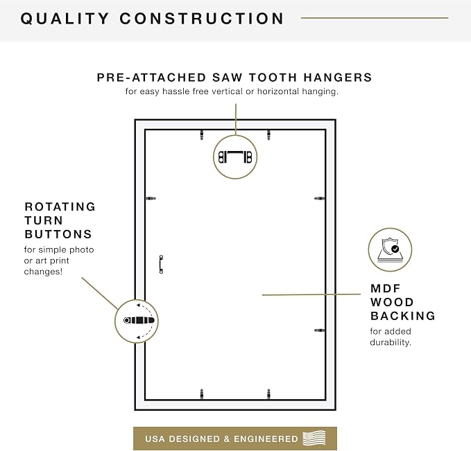 MCS Studio Gallery 19.75x27.5 Poster Frame Grey Woodgrain Engineered Wood, Vertical & Horizontal Wall Hanging Large Picture Frame for Photos, Posters & Art Prints (1-Pack)