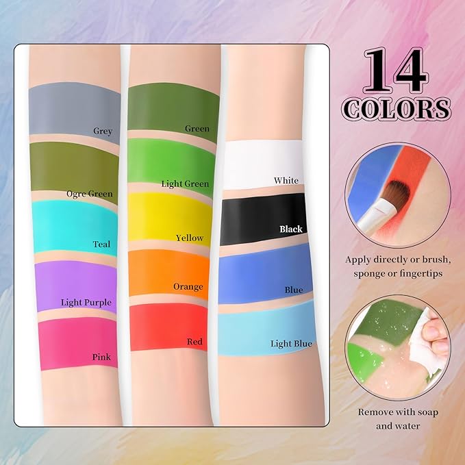 Blue Face Body Painting Stick, Professional Full-coverage Cream Blue Face Paint for Halloween SFX Cosplay Makeup, Washable Eye Body Stick for Adult Carnival & Costume Party