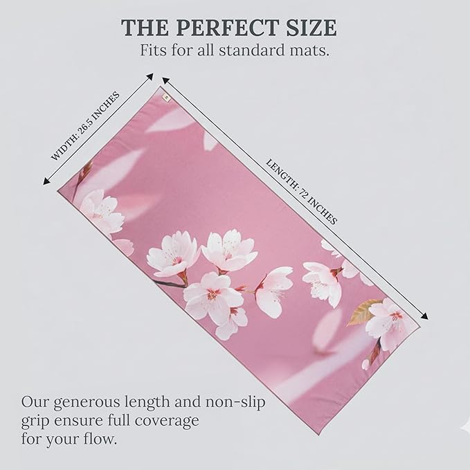 COREMOTION Hot Yoga Mat Towel (72'' x 26.5'’) – Lightweight Multipurpose Yoga Towel with Non-Slip Silicone Grip, Quick-Dry & Sweat Absorbent for Women - Pilates, Gym, Indoor & Outdoor Workouts