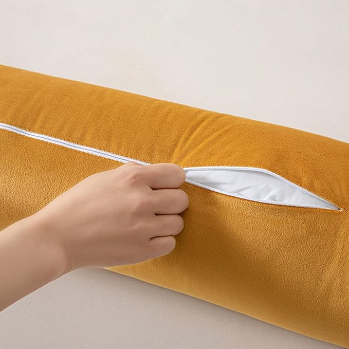 Body Pillow Yoga Bolster Round Cylindrical Pillow Long Dutch Velvet Cushion with Removable Washable Cover for Side Sleepers Meditation and Bedroom Decor(Blue,150cm/59in)