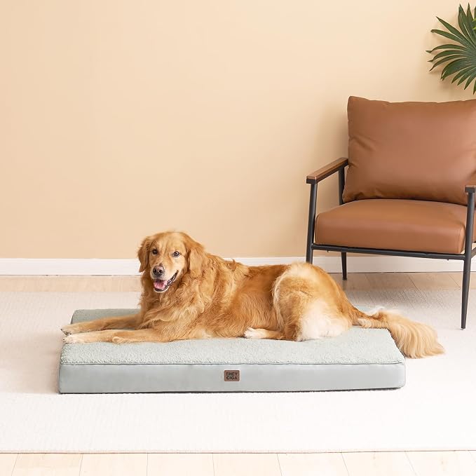 EHEYCIGA Orthopedic Dog Bed Extra Large with Removable Washable Cover, 44IN | Egg Crate Foam Support, Durable Oxford fabric, Non-Slip Bottom, Machine Washable, Soft Waterproof Plush Pet Bed Mat For Crate
