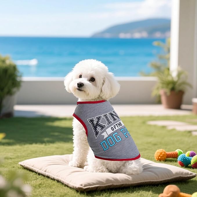hoyuwak 8 Pieces Pet Shirts Funny Dog Printed Clothes Dog Sleeveless Vests | Breathable Cool Puppy Clothes Dog Outfit for Summer