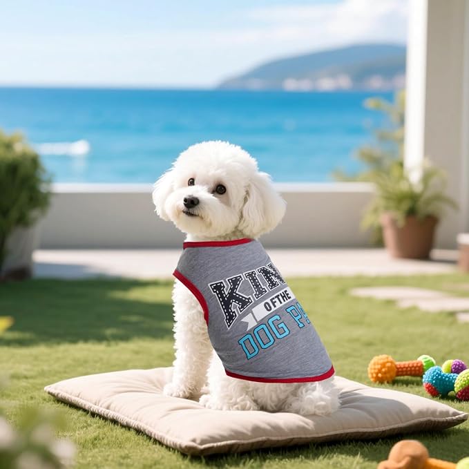 hoyuwak 8 Pieces Pet Shirts Funny Dog Printed Clothes Dog Sleeveless Vests | Breathable Cool Puppy Clothes Dog Outfit for Summer