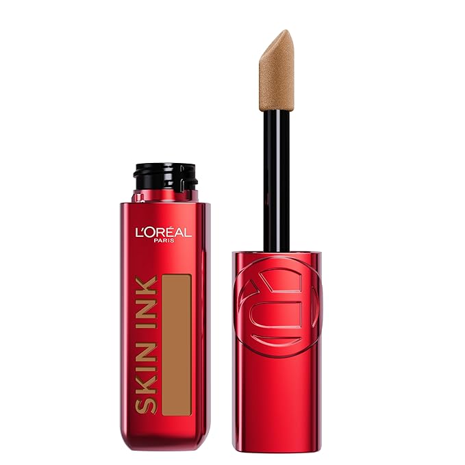L'Oreal Paris Infallible Skin Ink 2-in-1 Foundation Concealer Hybrid Face Makeup, up to 48HR Transfer-Resistant with Buildable Light to Full Coverage, 375 Tan Warm