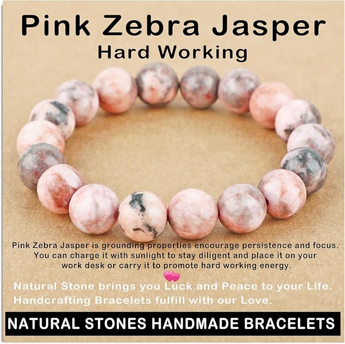 AD Beads Handmade Gemstone Stretch Elastic Bracelet Crystal Healing Reiki Nature's Beauty and Spiritual Essence Unisex