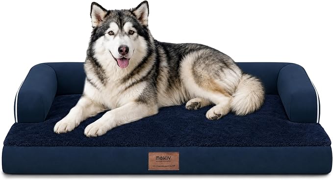 XXL Orthopedic Waterproof Dog Bed with Bolster for Extra Large Dogs | Pillow Support for Neck Relief, Egg Crate Foam, Waterproof Liner, Anti-Slip Bottom, Removable Bolster Cover, 45 x 35 Inch