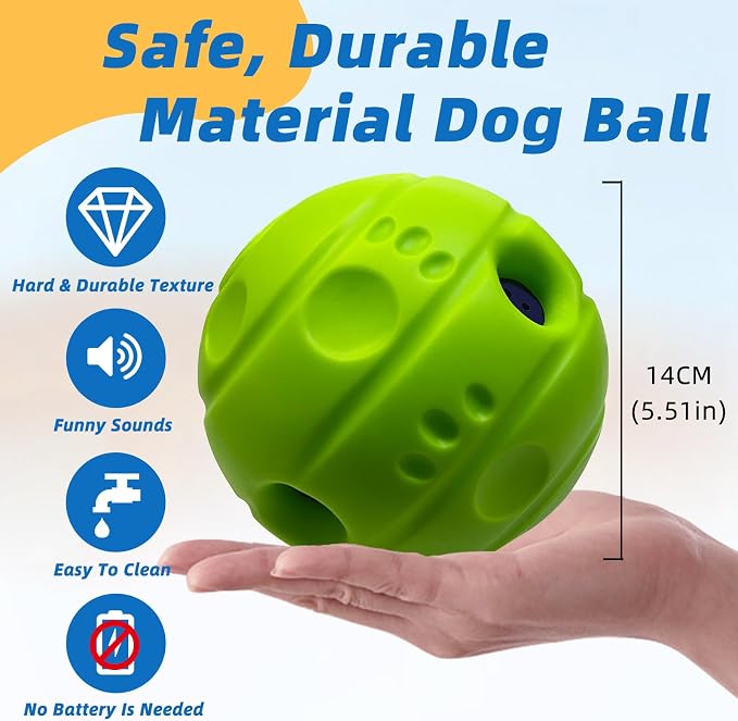 Dog Toys Ball, Interactive, XL, 5.51 in (14 cm) | No Paint, Gibbering Sound, Surface Concave Lines