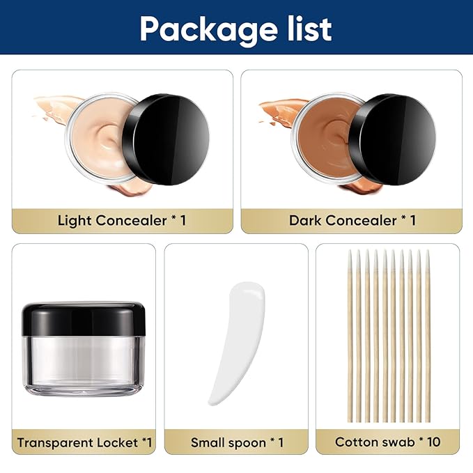 Tattoo Cover Up Makeup, 2 Colors Sweatproof & Waterproof Tattoo Cover Up Concealer, Suitable for Scars, Vitiligo, Spots, Invisible and Natural