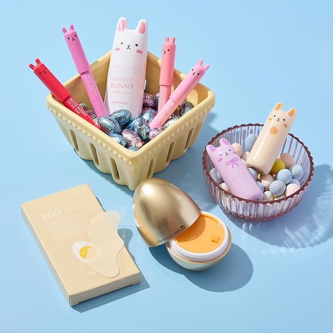TONYMOLY Big Bunny Easter Basket Gift Set – K-Beauty Skincare with Pocket Bunny Mist, Perfume Bars, Fruity Lip Gloss & Skincare for Teens, Mom & Beauty Lovers