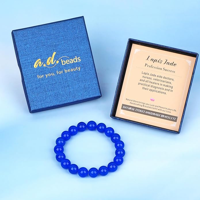 AD Beads Handmade Gemstone Stretch Elastic Bracelet Crystal Healing Reiki Nature's Beauty and Spiritual Essence Unisex