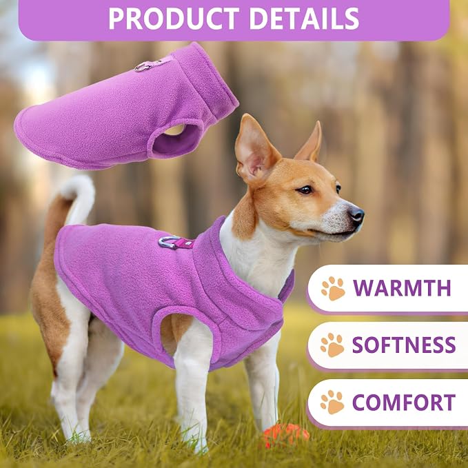 2 Pack XXXL Dog Sweater, Fleece Dog Sweaters for Large with Leash Ring Winter Warm Pet Sweater Thick Clothes Pullover Dog Sweatshirt Coat,XXXL,Pink,Purple