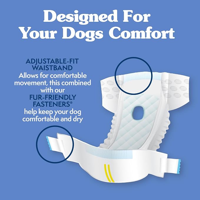 Simple Solution Female Dog Diapers, Disposable Dog Diapers, M, 30 Count | Dog in Heat, Potty Training, Incontinence Support, Leak Proof, Puppy Training, Disposable Protection, Secure Fit, 15-23 Inch