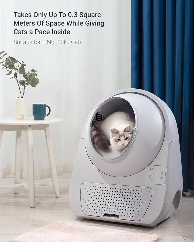 CATLINK Self-Cleaning Litter Box for Multiple Cats 3.5–22 lbs | Cat Litter Box with Safety Protection, Large Capacity, Double Odor Removal (Young Version)