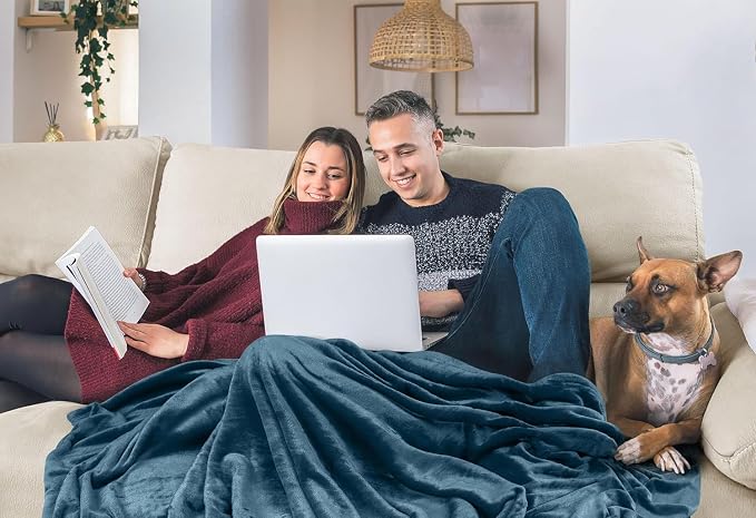 Utopia Bedding Soft Fleece Bed Blanket Twin Size Stone Blue (60x80 Inch) | Microfiber Plush Warm Lightweight Breathable Cozy Blanket Anti-Static, All Season Use, Gift for Women and Men