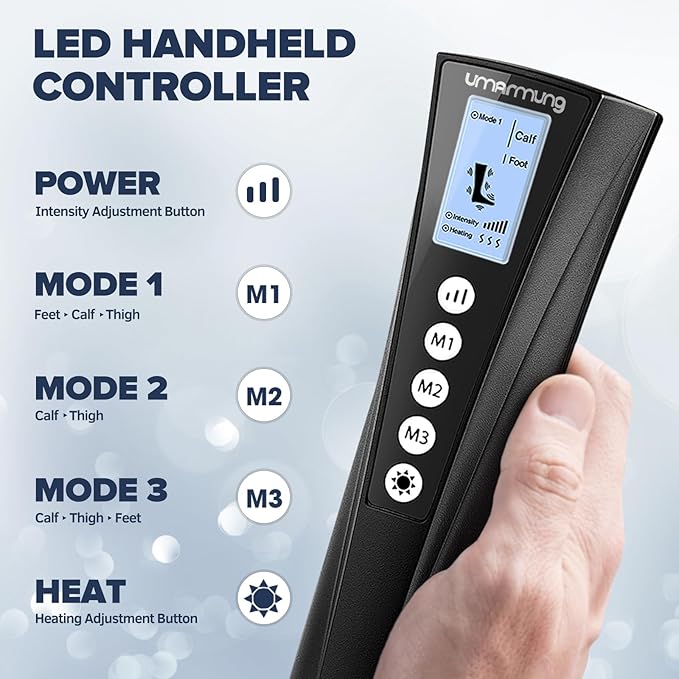 Air Compression Leg Massager with Heat - Ideal Christmas, Mother's Day and Father's Day Gifts for Men, Women, Dad, Mom - Relieves Foot and Knee Pain, Eases Varicose Veins, Cramps, Swelling and Edema