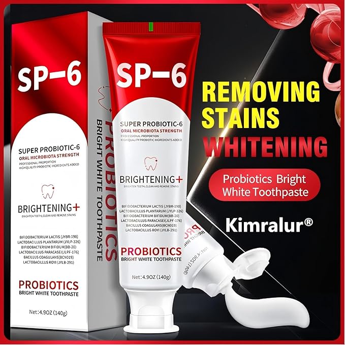 Sp-6 Probiotics Whitening Toothpaste, Sp-6 Ultra Whitening Toothpaste, Enhanced Formula with Enamel-Safe, Fluoride-Free, Fresh Breath Mint Flavor for Oral Health (1)