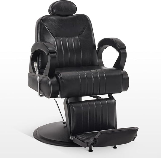 BarberPub All Purpose Barber Chair with Heavy Duty Pump,Reclining Adjustable Swivel Hair Styling Spa&Salon Chair for Hair Stylist, Home Salon,Barbershop 9502 (All Black)