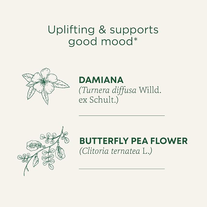 Traditional Medicinals Organic, Rosy Mood, Damiana & Butterfly Pea Flower - Uplifting Mood Support - Kosher, Non-GMO, Caffeine-Free, Compostable - 16 Tea Bags