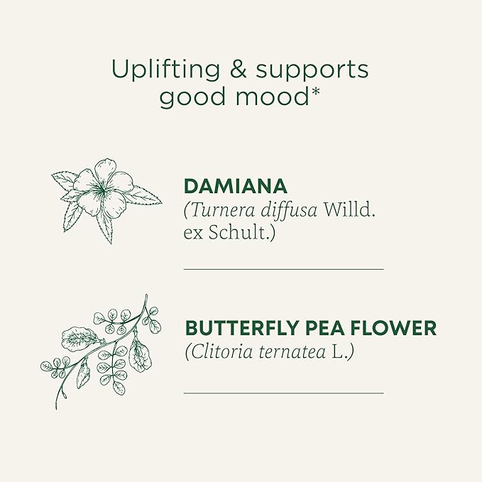 Traditional Medicinals Organic, Rosy Mood, Damiana & Butterfly Pea Flower - Uplifting Mood Support - Kosher, Non-GMO, Caffeine-Free, Compostable - 16 Tea Bags (Pack of 2)