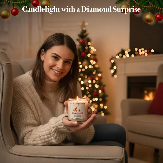 ForeverWick Reindeer Poop Diamond Candle | Funny Christmas Candle Gift for Women, Coworkers, Friends | Hand-Poured Natural Soy Holiday Candles | A Cozy December Retreat Scent | 70-Hr Burn Time, 14 oz