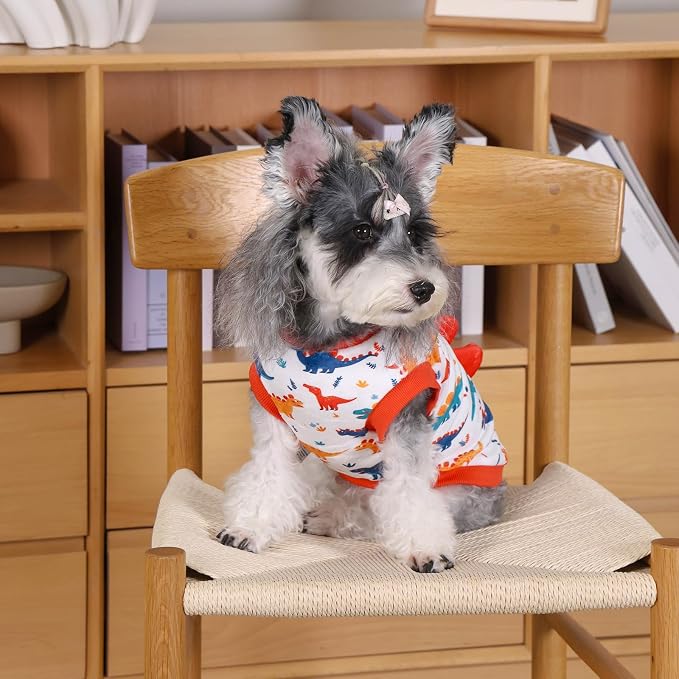 CuteBone Dinosaur Costume Dog Shirt, Stretchy Velvet T-Shirt Clothes for Small Dogs, Soft & Breathable Pet Tee Outfit Cat Apparel for Daily Wear, Cozy Pullover Design Puppy Fashion COSBX02L