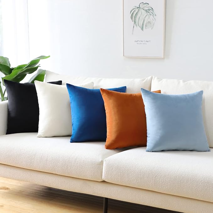 Artscope Luxury Velvet Pillow Covers Super Soft Decorative Square Throw Pillow Covers Case Cushion Covers for Sofa Couch Bedroom Car Decor 18x18 Inch Orange