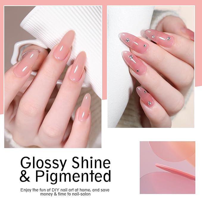 Beautpal Jelly Gel Nail Polish Set Nude Gel Polish Kit Milky Nude Sheer Pink Soak Off UV Translucent 10PCS 7ml