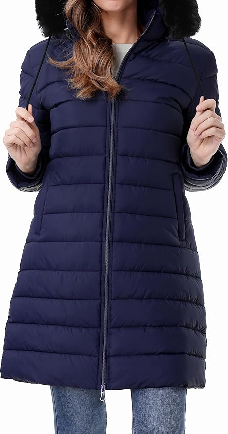 GOLDLADIES Women's Waterproof Long Down Jacket,Warm Winter Hooded Puffer Coat Thickened for Hiking Outdoor