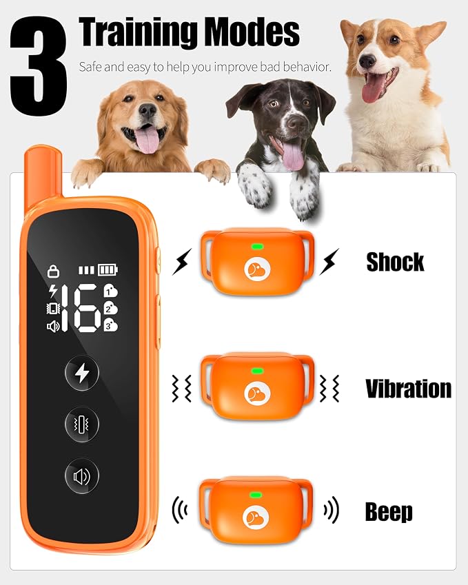 Dog Shock Collar with Remote,Dog Training Collar for 10-120lbs Dogs