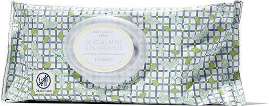 Beekman 1802 Face Wipes – Makeup Remover Wipes for Face, Facial Cleansing Wipes that Remove Makeup & Dirt, Travel Essentials, Face Wipes with Goat Milk & Aloe, Glacial Mint & Eucalyptus 100 Count