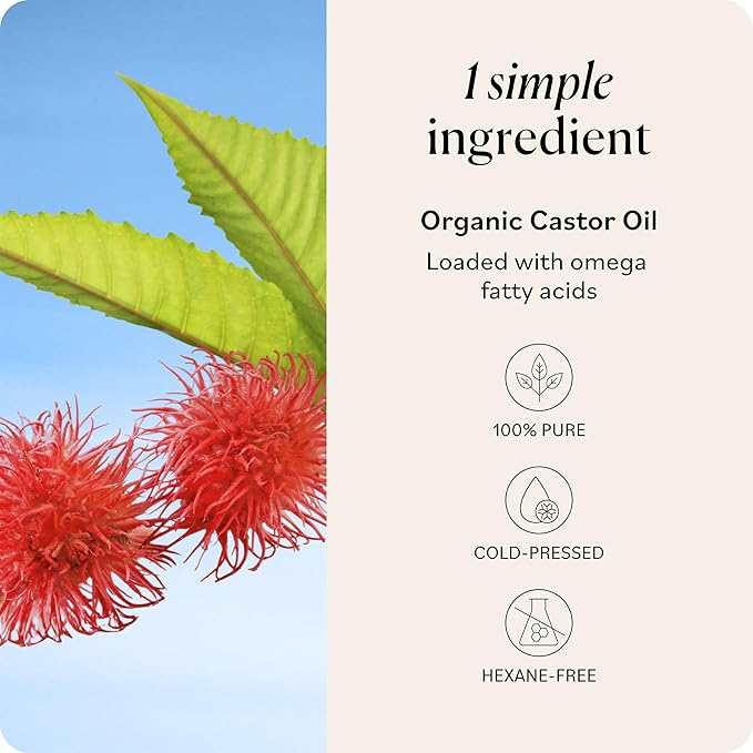 Sky Organics - Castor Oil Organic - Volumizing Hair Oil - Scalp, Lashes, Brows - Pure Castor Oil Cold Pressed - Natural Conditioner - Omega Fatty Acids, Vegan - Beauty, Hair Care, & Self Care - 8oz