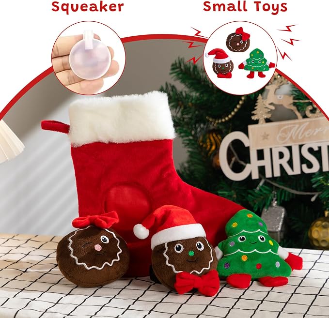 Hollypet Christmas Squeaky Hide and Seek Dog Toys for Small and Medium