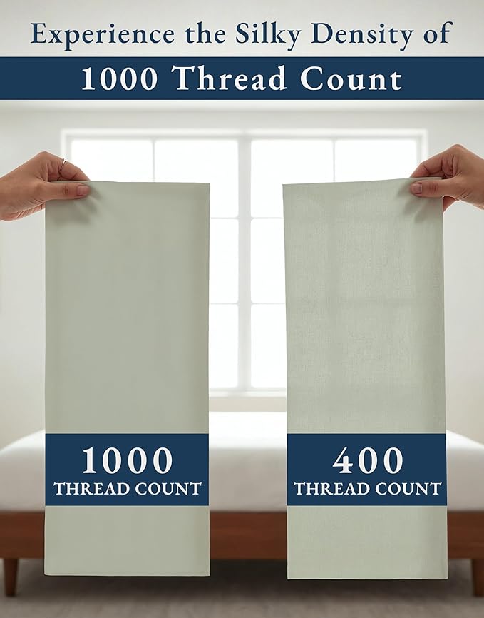 LANE LINEN 100% Egyptian Cotton Split King Bed Sheets for Adjustable Bed - 1000 Thread Count, Eco Friendly Sustainably Produced No Pill Fade Resistant 15" Deep Pocket Split King Sheet Set - Mineral