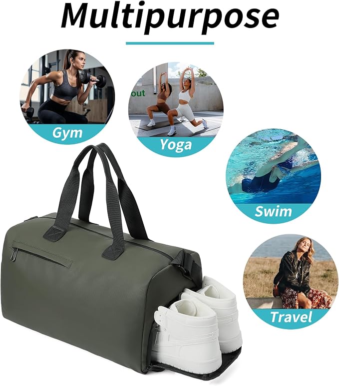 Handbag for Women Yoga Bag Large Capacity Yoga Pad Buckle with Shoe Compartment Water Bottle Sports Gym Bag Travel
