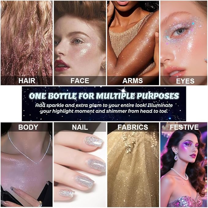 Light Green Glitter Spray for Face and Body, Rich Color Loose Shimmer Powder Long Lasting Sparkly Spray High Gloss Makeup for Women Rave Festival Prom Stage Wedding Party, #9
