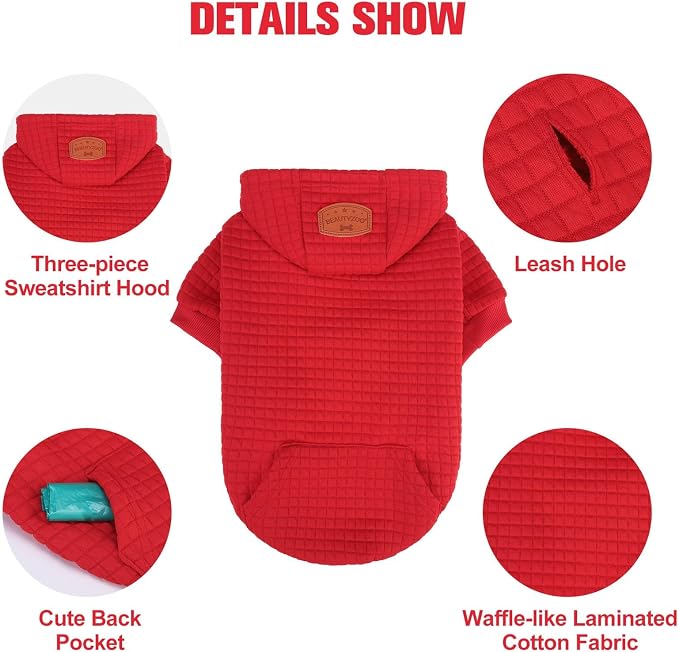 BEAUTYZOO Dog Hoodies Sweater for Large Dogs,Waffle‑Like Laminated Pet Coat | Warm Dog Sweatshirt with Pocket & Leash Hole,Pullover Clothes for Girl Boy Dogs,Stretchy & Easy‑On‑Off,Labrador & Great Danes